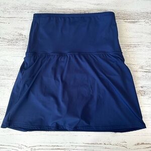 LANDS’ END Tummy Control High Rise Swim Skirt 8 Navy Blue